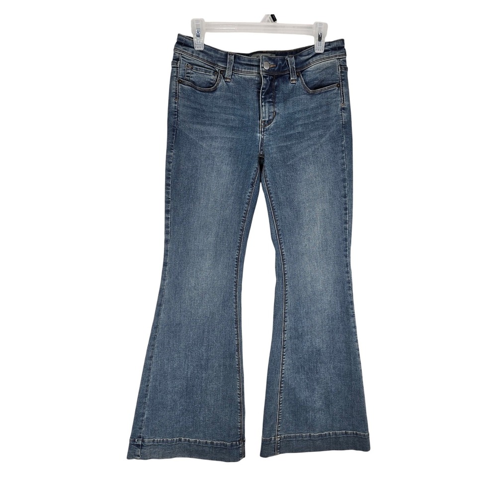 We The Free Jeans Womens 28 Flare Blue Stretch Denim EUC Boho Hippie Retro